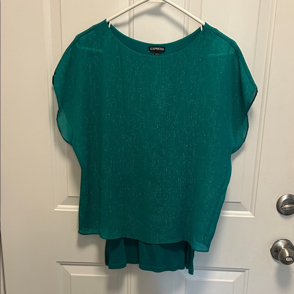 Express Shimmering Teal/Green Blouse, Size Small, EUC!